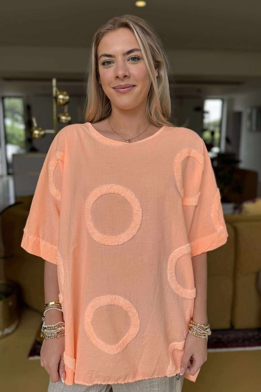 Made in Italy Sa Caleta Circle Classic Boyfriend Top Washed Calypso